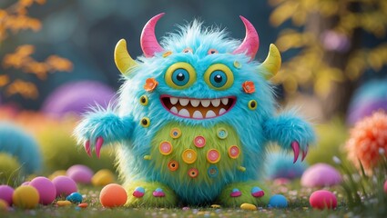 Naklejka premium Vibrant colors make this adorable monster come alive