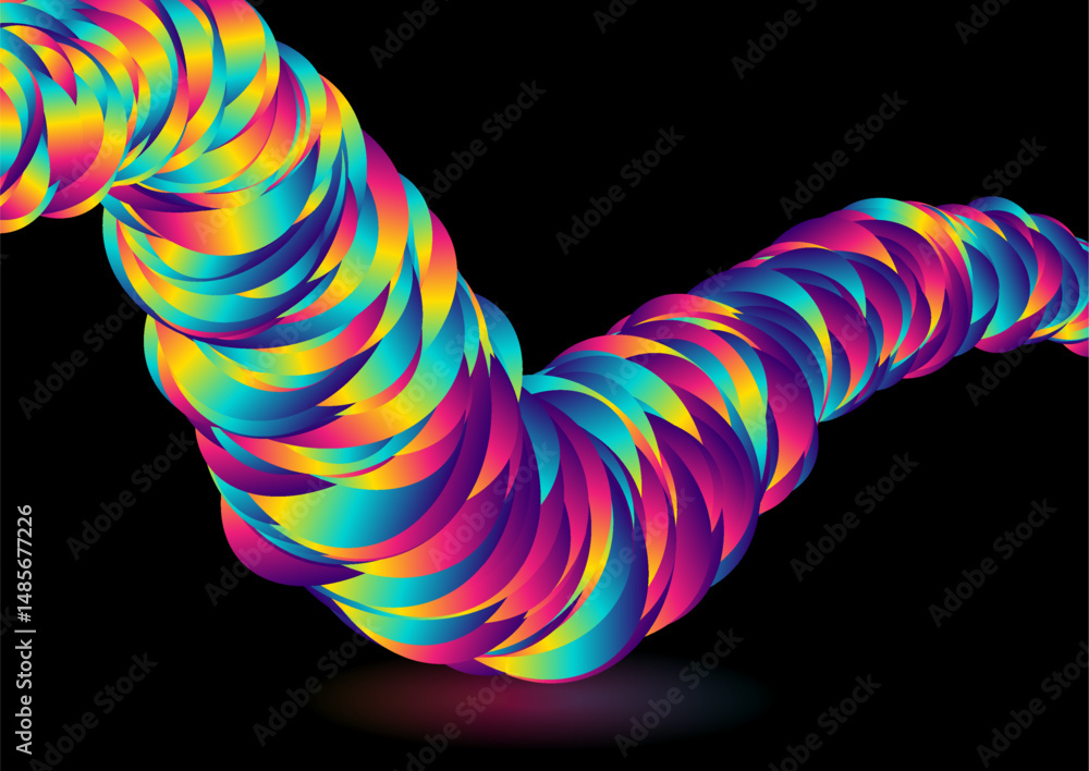 Leinwandbilder Colorful circles arranged in a 3d wave shape, abstract tech background. Glowing retro vector concept design