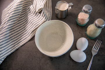Making an omelette at home in the kitchen on the countertop