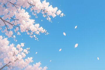 Cherry blossoms on tree branch against blue sky