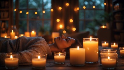 Warm candlelight induces serene relaxation moments