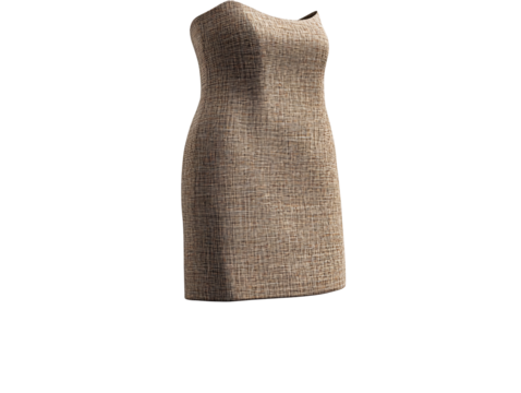 a brown and white dress