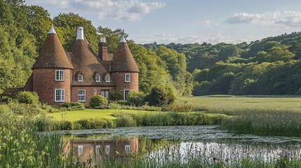 oast house exterior in kent england