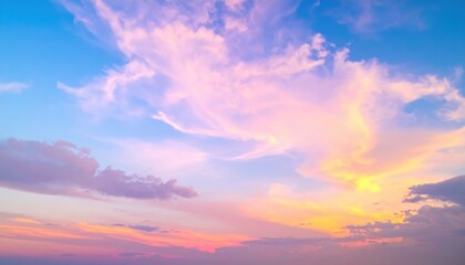 Fototapeta premium A vibrant blue sky stretches overhead, dotted with fluffy white clouds, creating a serene backdrop that evokes a sense of calm and tranquility.
