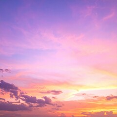 Fototapeta premium A stunning twilight sky painted in rich shades of purple, with wispy clouds softly illuminated by the fading sunlight, creating a serene atmosphere.