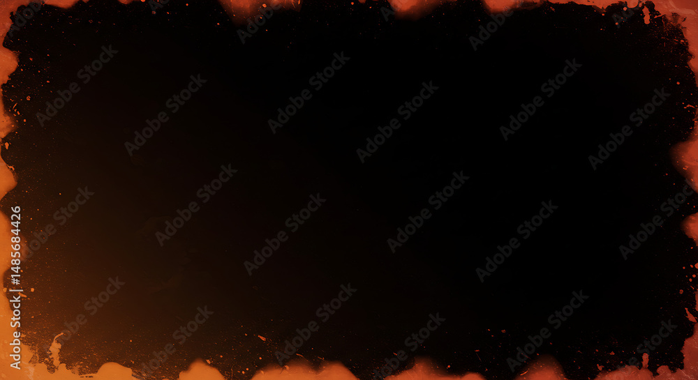 Poster abstract frame with dark center and textured orange border design element
