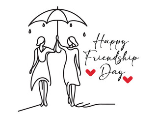 couple under umbrella , happy friendship day