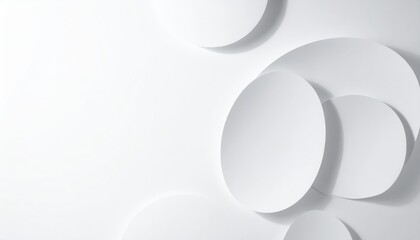 A collection of varying-sized white paper circles is artfully arranged on a textured wall, creating a visually striking and modern decor element.
