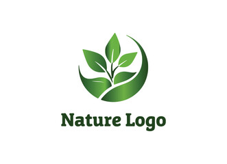 Modern Green Nature Logo with Leaves and Eco-Friendly Design Elements.
