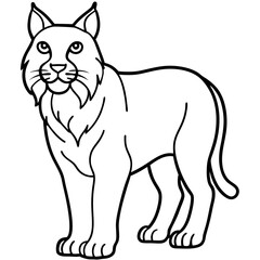 Minimal Arctic Lynx Vector Line Art