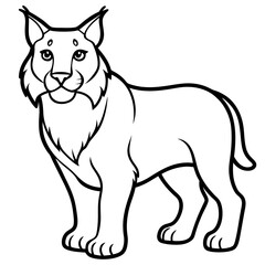 Minimal Arctic Lynx Vector Line Art