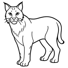 Minimal Arctic Lynx Vector Line Art