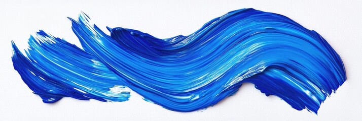 Vibrant blue paint stroke on white background (1)
