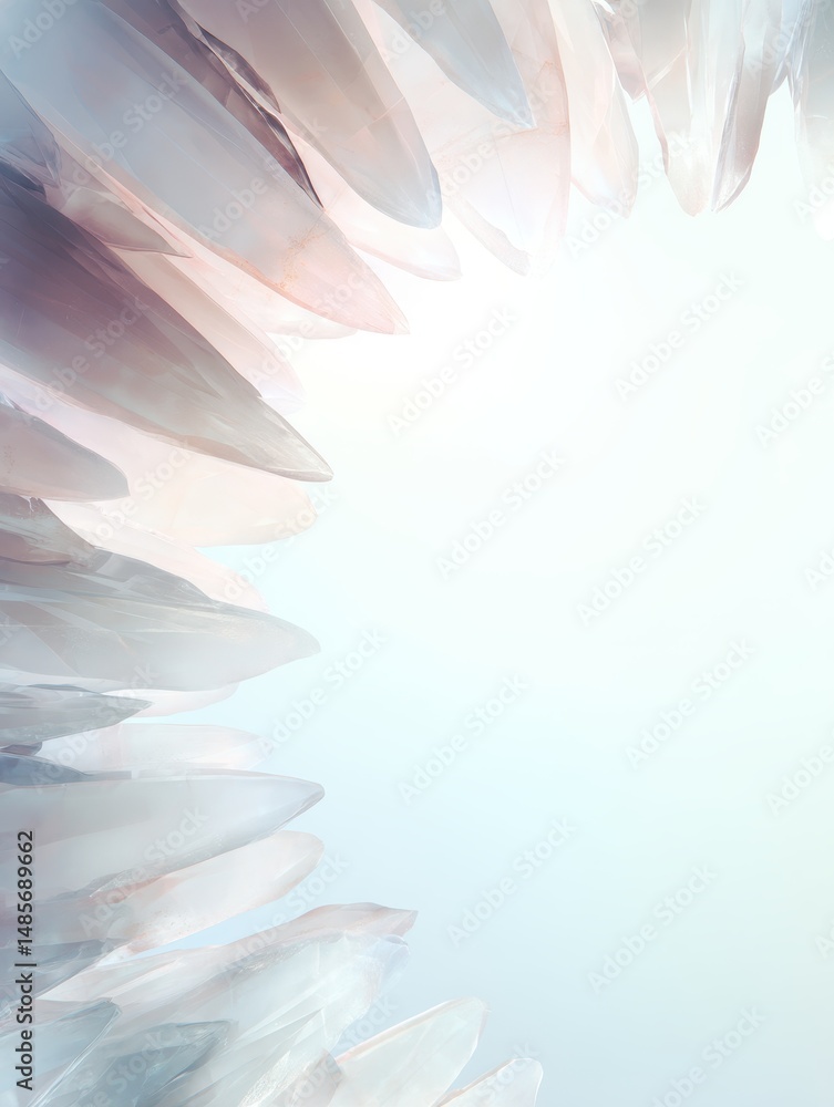 Poster ethereal abstract crystal formation with soft light and smooth gradient in pastel hues for modern de