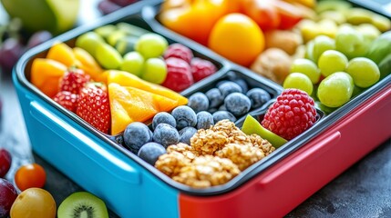 Colorful Fruit Snack Box for Healthy Lifestyle and Meal Prep