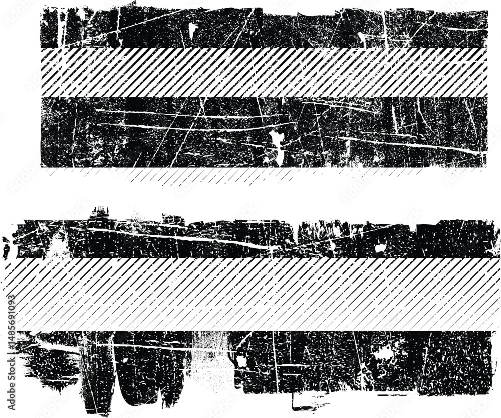 Aufkleber Grunge textured banner with rough edges. Speckled texture. Overlay grunge texture . Simply place texture over any object to create grunge effect . Banner with scratched surface for your design. 