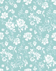 Light blue seamless floral pattern