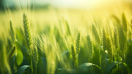 Green Wheat field farm background.