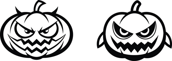 Halloween Pumpkin Line Art Vector Icon | Minimal Jack-O’-Lantern Outline, halloween pamkin lineart vector icon on white background.