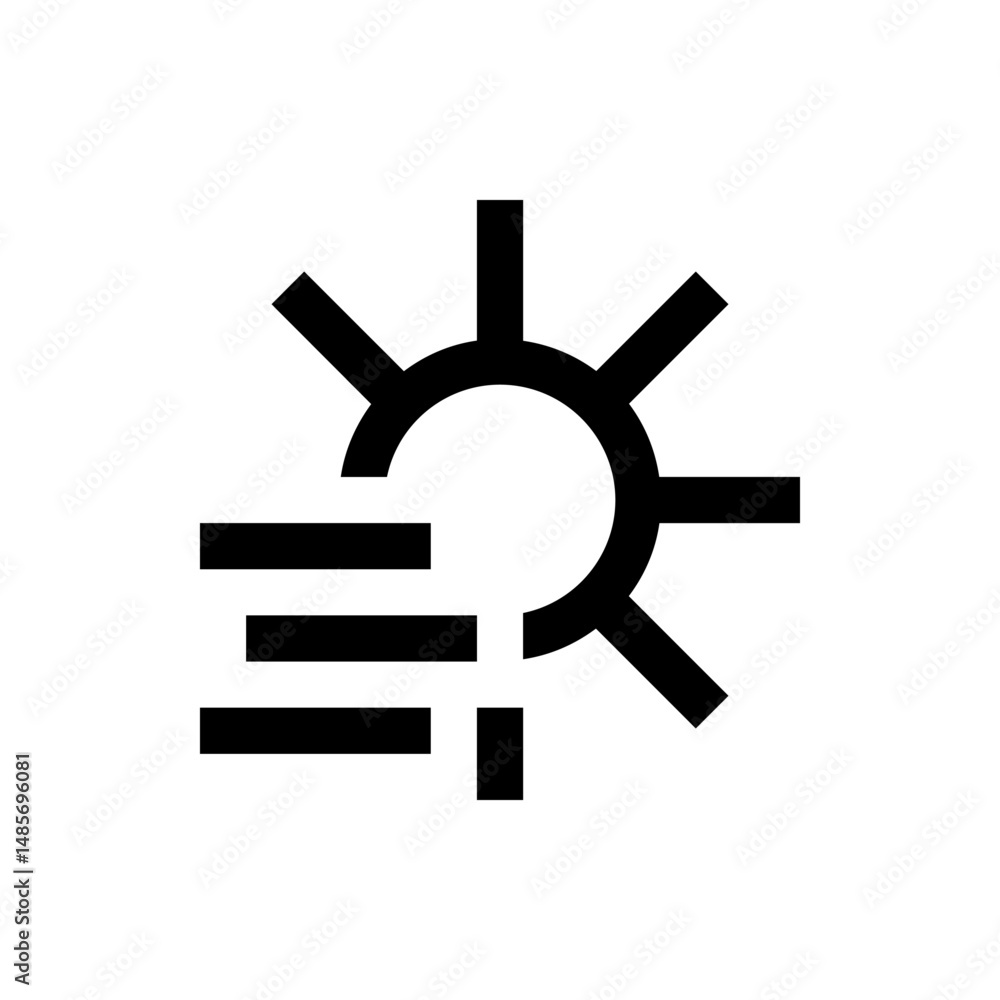 Poster symbolic representation of a sun partially obscured by fog or mist shown in a minimalist black and w