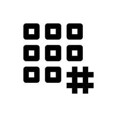 Dial pad with nine square buttons arranged in a grid and a hash symbol on the lower right corner
