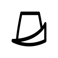 Illustration of a fedora hat with a black outline and a simple design on a white background image view