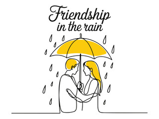couple under umbrella , happy friendship day