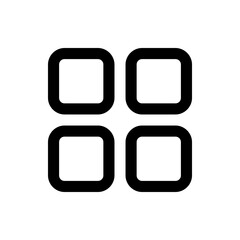 Four rounded square icons arranged in a two by two grid with bold black outlines on a white background design