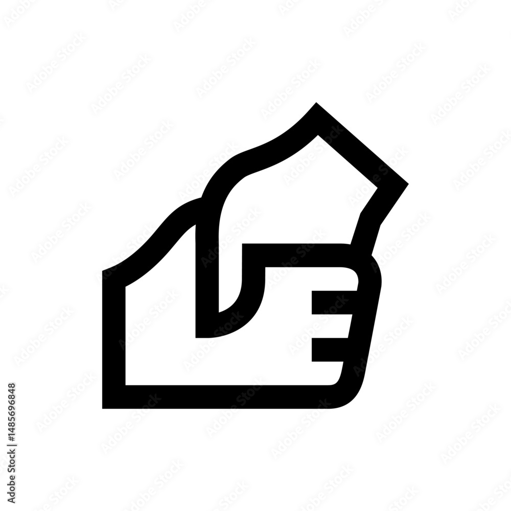 Poster illustration of a hand holding or presenting a rectangular object with a simple bold line style art