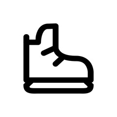 Illustration of a black outlined ice skate with laces and a thick sole on a white background image view