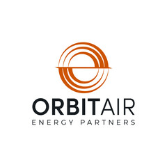 Modern energy investment logo with orbit design, symbolizing growth, partnership, and global impact. Ideal for energy funds, corporate investors, and strategic energy businesses.