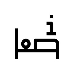 Illustration of a bed with a person sleeping and a nightstand with a lamp in a minimalist style icon