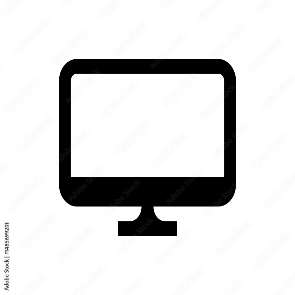 Poster black monitor with rounded corners and a rectangular stand displayed on a white background design el