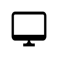 Black monitor with rounded corners and a rectangular stand displayed on a white background design element