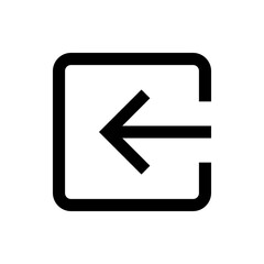 Fototapeta premium A simple black and white graphic depicting an arrow pointing left inside a square with a gap on the right side