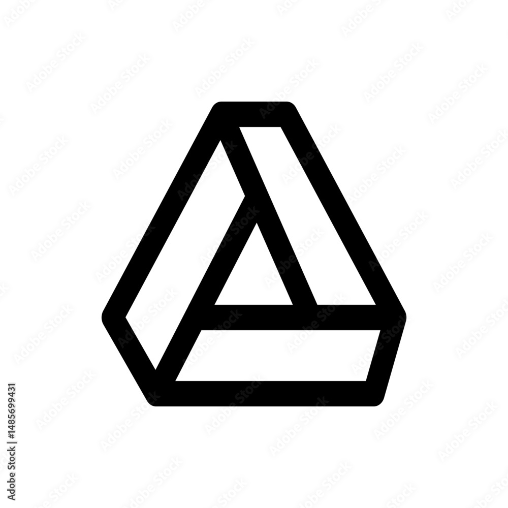 Poster abstract geometric shape featuring interlocking triangular and hexagonal forms in bold black outline