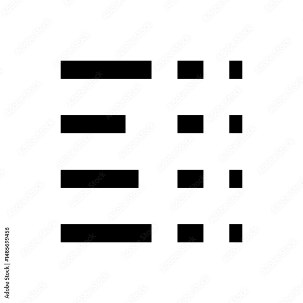 Poster geometric arrangement of black horizontal bars and rectangles on a white background creating a patte