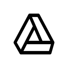 Abstract geometric shape featuring interlocking triangular and hexagonal forms in bold black outline