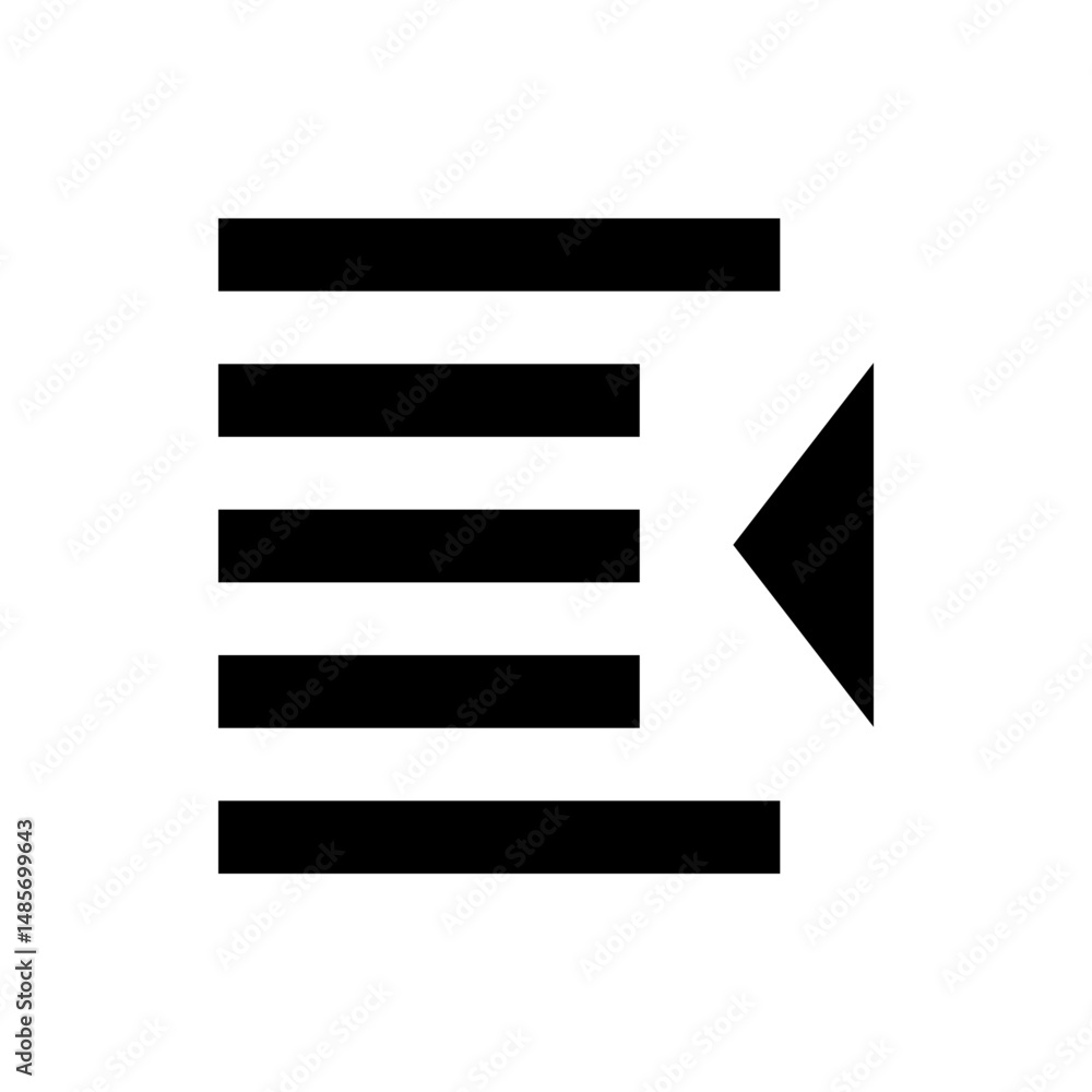 Poster black horizontal bars of varying lengths aligned with a right pointing triangle on a white backgroun