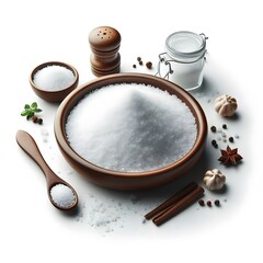 A white salt in platter, isolated on white background