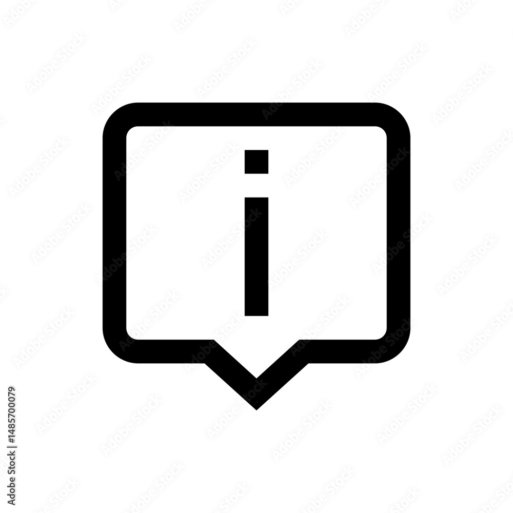 Aufkleber black outlined information icon inside a speech bubble with rounded corners on a white background im