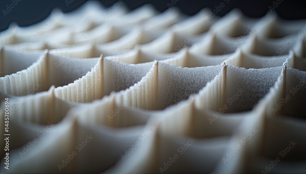 Poster close-up of a repeating, textured pattern. light beige wooden supports create a grid-like structure 