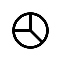 Black circle divided into three sections with lines radiating from the center point of the circle design