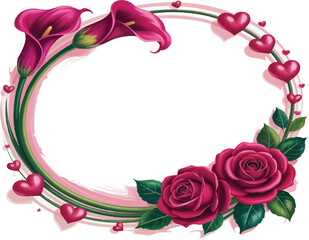 beautiful wreath floral wedding invitation card template with rose flowers