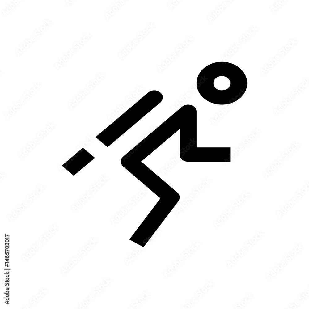 Poster stylized minimalist icon of a person in a running or sprinting pose with a circular head design elem