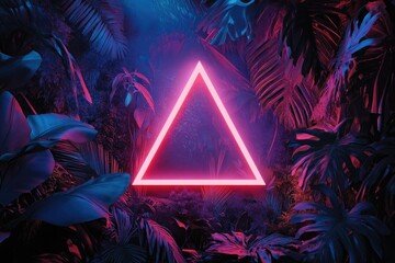 Neon triangle in lush jungle (1)