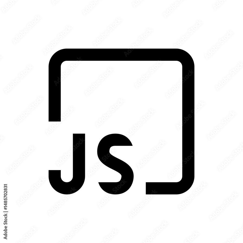 Fototapete illustration of the letters js enclosed within a square shape with rounded corners in black and whit