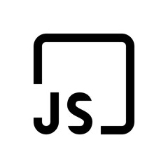 Illustration of the letters js enclosed within a square shape with rounded corners in black and white style