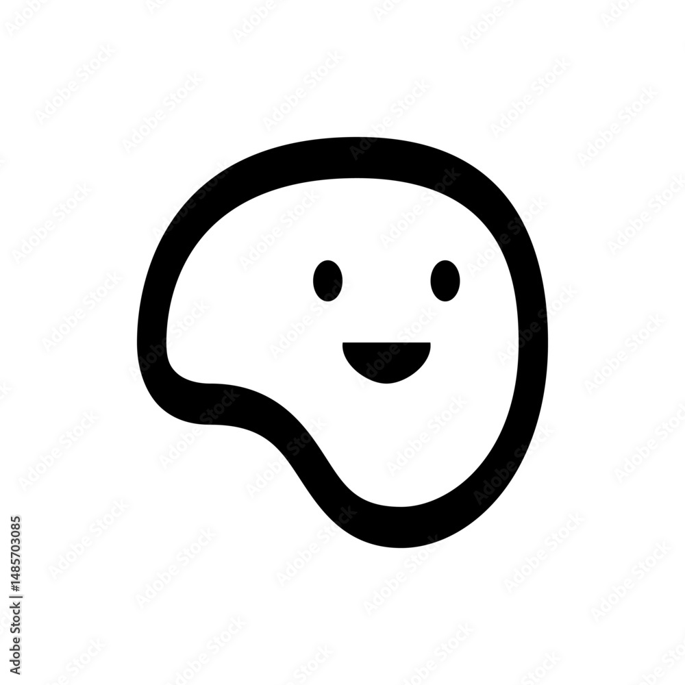 Aufkleber a cartoonish blob with a smiling face and two dot eyes outlined in black on a white plain background
