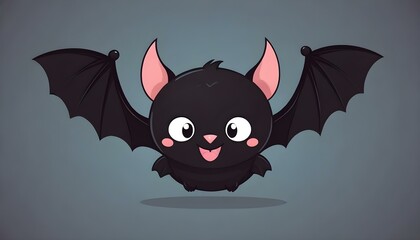 Cartoon depiction of a happy bat flying with its wings spread in a delightful illustration.